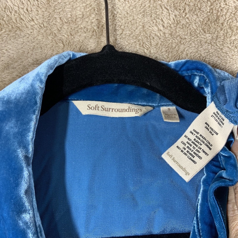 Soft Surroundings Velvet Tunic Top Sz S Peacock Blue Button Boho Whimsigoth EUC - Picture 8 of 9